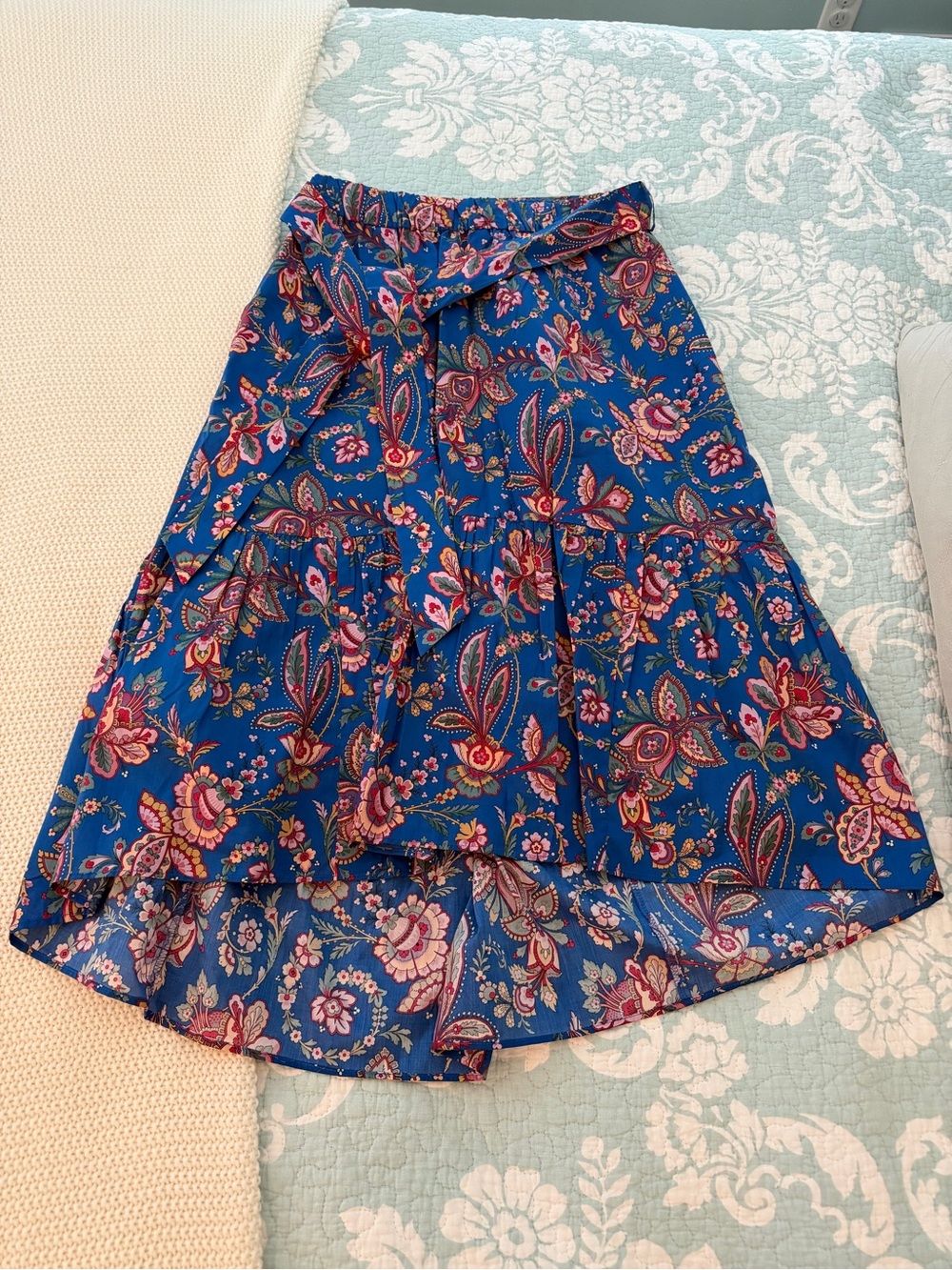 J. Crew Royal Blue Paisley High-Low Skirt size 4